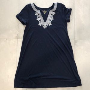 Lilly Pulitzer Navy Blue Cotton Dress with White Accents